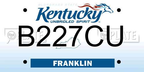 B227CU Kentucky License Plate