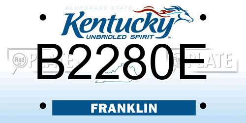 B2280E Kentucky License Plate