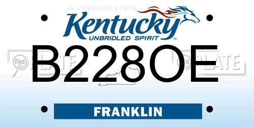 B228OE Kentucky License Plate