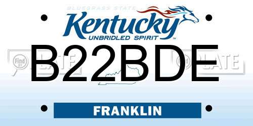 B22BDE Kentucky License Plate