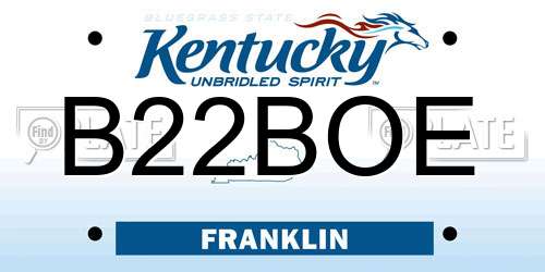 B22BOE Kentucky License Plate