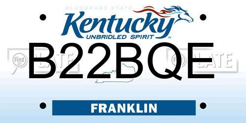 B22BQE Kentucky License Plate