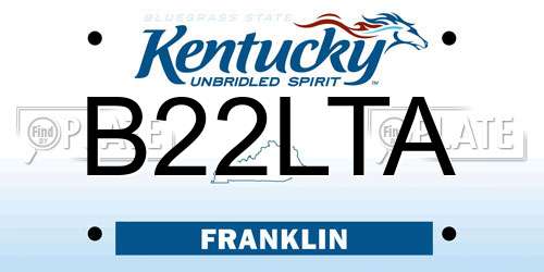 B22LTA Kentucky License Plate