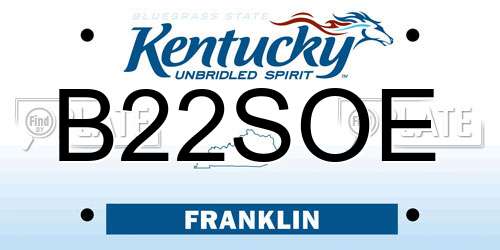 B22SOE Kentucky License Plate