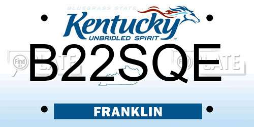 B22SQE Kentucky License Plate