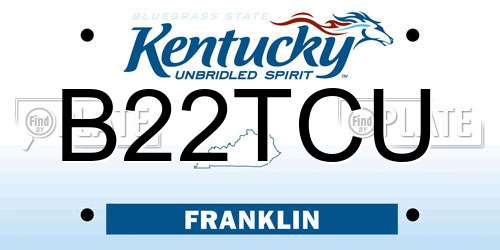 B22TCU Kentucky License Plate