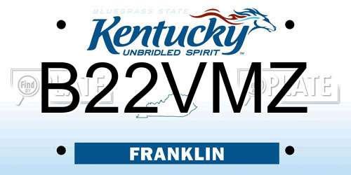 B22VMZ Kentucky License Plate