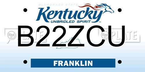 B22ZCU Kentucky License Plate