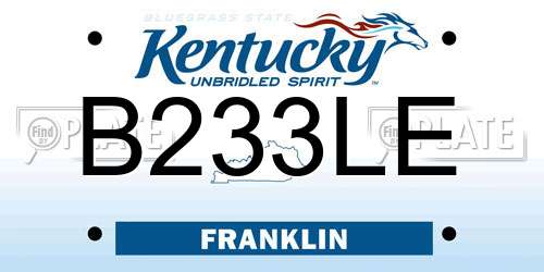 B233LE Kentucky License Plate