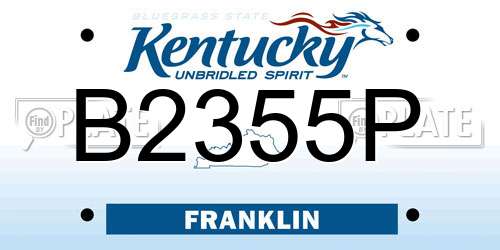 B2355P Kentucky License Plate