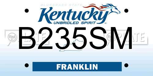 B235SM Kentucky License Plate