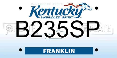 B235SP Kentucky License Plate
