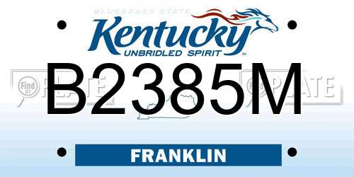 B2385M Kentucky License Plate