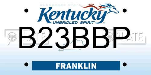 B23BBP Kentucky License Plate