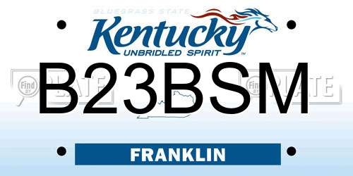 B23BSM Kentucky License Plate