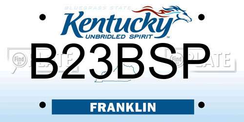 B23BSP Kentucky License Plate