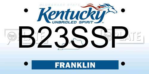 B23SSP Kentucky License Plate