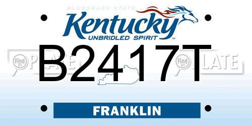 B2417T Kentucky License Plate