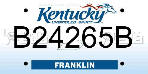 B24265B Kentucky License Plate
