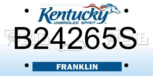 B24265S Kentucky License Plate