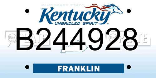 B244928 Kentucky License Plate