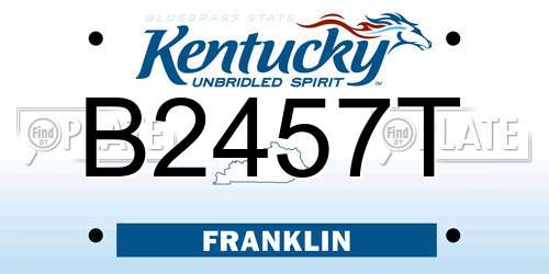 B2457T Kentucky License Plate