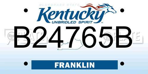 B24765B Kentucky License Plate