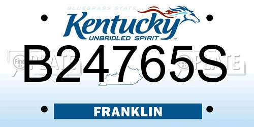 B24765S Kentucky License Plate