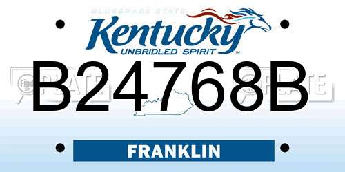 B24768B Kentucky License Plate