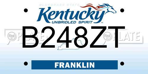 B248ZT Kentucky License Plate