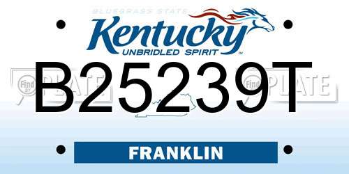 B25239T Kentucky License Plate