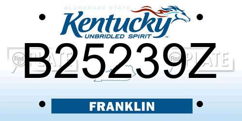 B25239Z Kentucky License Plate