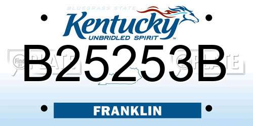 B25253B Kentucky License Plate