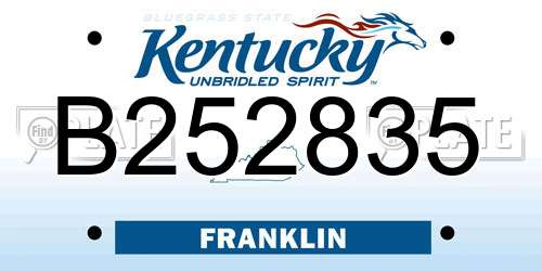B252835 Kentucky License Plate