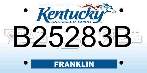 B25283B Kentucky License Plate