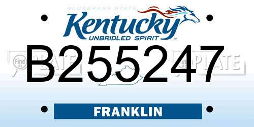 B255247 Kentucky License Plate