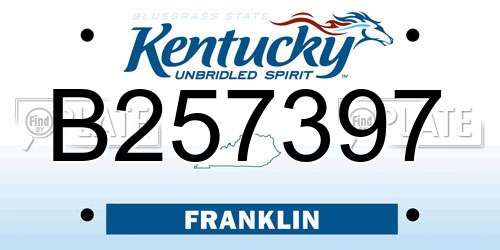 B257397 Kentucky License Plate