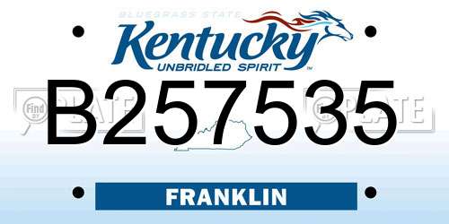 B257535 Kentucky License Plate