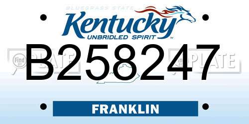 B258247 Kentucky License Plate