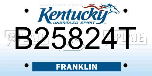 B25824T Kentucky License Plate