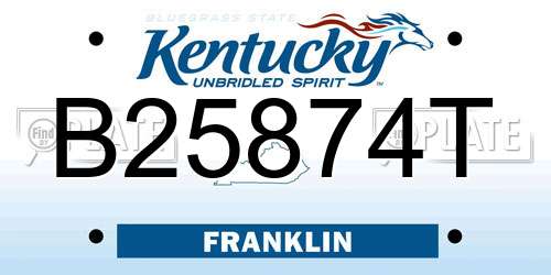 B25874T Kentucky License Plate