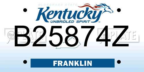 B25874Z Kentucky License Plate
