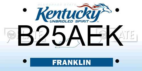 B25AEK Kentucky License Plate
