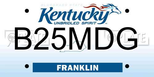 B25MDG Kentucky License Plate