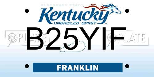 B25YIF Kentucky License Plate