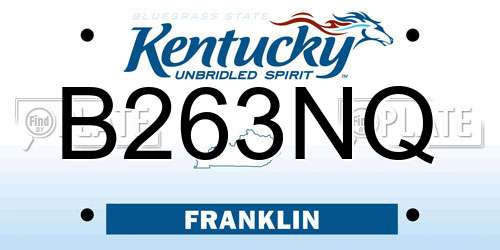 B263NQ Kentucky License Plate