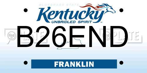 B26END Kentucky License Plate