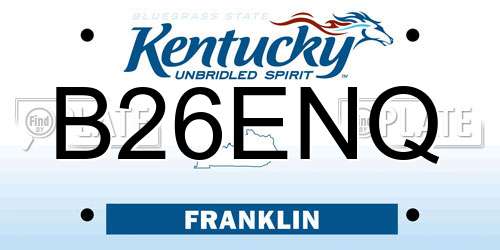 B26ENQ Kentucky License Plate