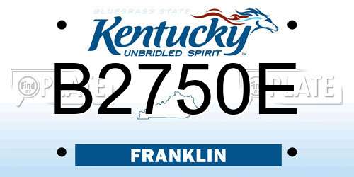 B2750E Kentucky License Plate