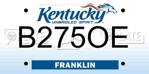 B275OE Kentucky License Plate